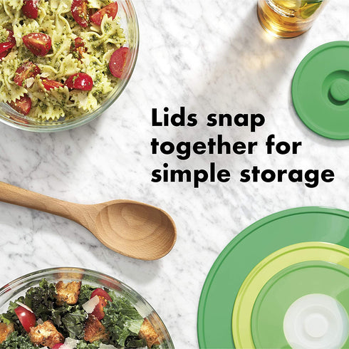 OXO Good Grips 3 Piece Reusable Silicone Lid and Splatter Guard Set, Green, (S, M, & L - 3 Piece Set)