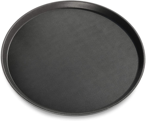 New Star Foodservice 25330 Restaurant Grade Non-Slip Tray, Plastic, Rubber Lined, Round (18-Inch, Black)