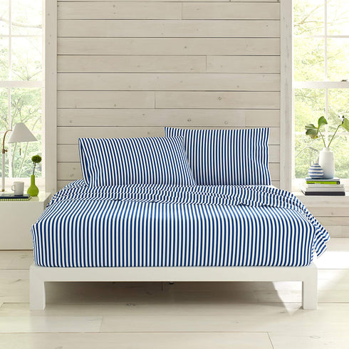 Marimekko Percale Collection Sheet Set-100% Cotton, Crisp & Cool, Lightweight & Moisture-Wicking Bedding, Twin/Twin XL, AJO Blue