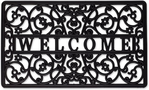 DII Rubber Doormats Collection All Weather, 18x30, Welcome Scroll