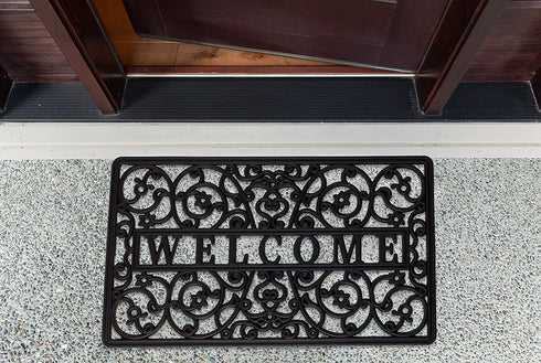 DII Rubber Doormats Collection All Weather, 18x30, Welcome Scroll
