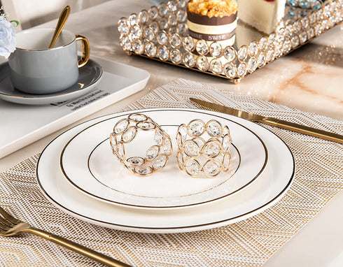 Feyarl Set of 8pcs Crystal Napkin Rings Sparkly Beads Table Dinner Napkin Holders for Wedding Centerpieces Family Special Festival Decoration