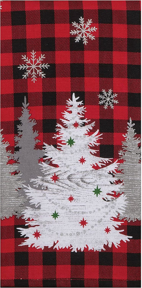 Kay Dee Designs Holiday Farmhouse Kitchen Towel Set - 1 Dual Purpose Towel and 1 Tea Towel | Buffalo Lodge Trees, Multicolor