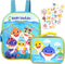 Baby Shark Mini Backpack 3 Pc Bundle with Lunch Bag for Kids with Stickers (Baby Shark School Supplies)
