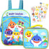 Baby Shark Mini Backpack 3 Pc Bundle with Lunch Bag for Kids with Stickers (Baby Shark School Supplies)