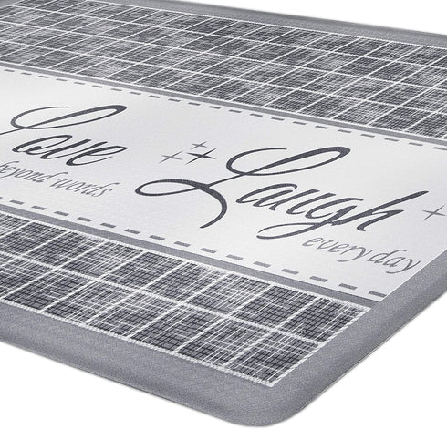 Achim Home Furnishings Anti Fatigue Mat 18" x 30", Live, Love, Laugh, Grey