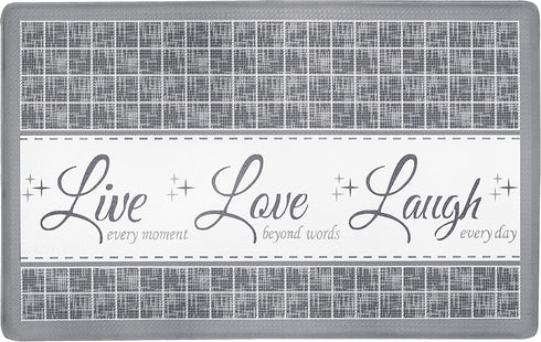 Achim Home Furnishings Anti Fatigue Mat 18" x 30", Live, Love, Laugh, Grey