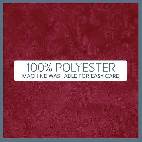 Elrene Home Fashions Caiden Elegance Damask Fabric Tablecloth, 90" Round, Cranberry