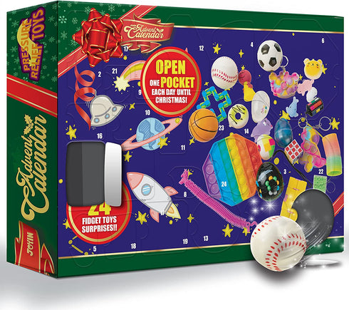 JOYIN 2021 Christmas Advent Calendar Pop-On-It Advent Calendar Pop Bubble Fidget Toy Assorted Toy with Puzzle Slime Squishy Stress Relief Toy Christmas 24 Days Countdown Calendar