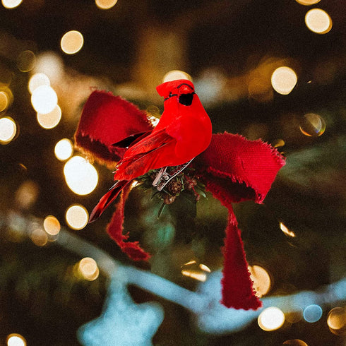 Berfutall-12PCS Bird Christmas Ornaments Clip on Cardinals for Trees-3.5 lnch with Clips or Wire (a)