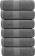 White Classic Luxury Hand Towels | Cotton Hotel spa Bathroom Towel | 16x30 | 6 Pack | Grey