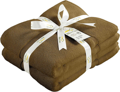 Bliss Casa Cotton Banded Bath Mat (2 Pack) 20 x 32 Inch 1000 GSM Genuine Ring Spun Cotton Highly Absorbent Bath Mat Set Washable Bathroom Floor Towel (Beige)
