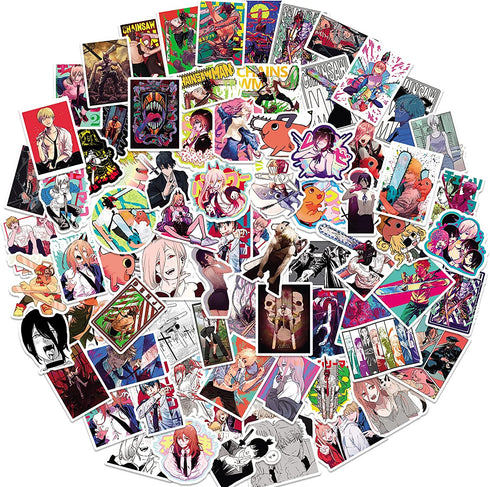 LYNE Chainsaw Man Stickers 103PCS Trendy Japanese Anime Art Work for Water Botter Luggage Keyboard Computer Suitcase Manga Accessories