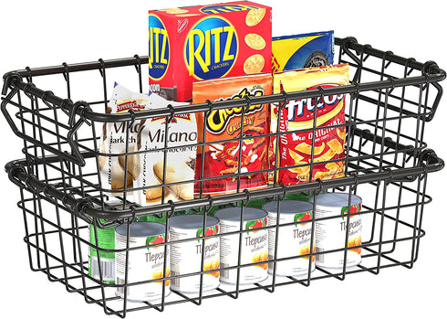 SimpleHouseware 2 Pack Stackable Single Wire Basket, (8.9 x 15.5 x 4.3 in)
