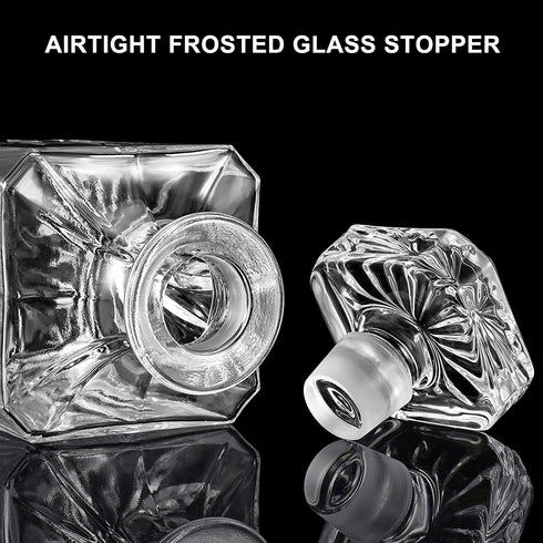 Hibekol Whiskey Decanter with Glass Stopper Lead-Free Glass 25.3 oz/ 750ml Decanter for Bourbon, Wine, Scotch, Vodka or Liquor€¦