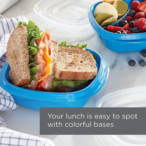 Rubbermaid TakeAlongs On The Go Food Storage and Meal Prep Containers, Set of 25 (50 Pieces Total), Marine Blue