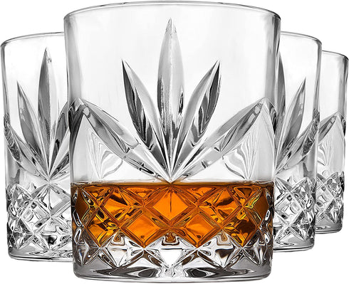 Godinger Old Fashioned Whiskey Glasses, Drinking Glasses for Scotch, Cocktails, Water, Juice - Set of 4