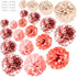 VINANT 20 PCS Rose Gold Party Decorations - Metallic Foil and Tissue Paper Pom Poms - Birthday Party Decoration - Baby Shower - Bridal Shower - Bachelorette - Garden Party - 14", 10", 8", 6"