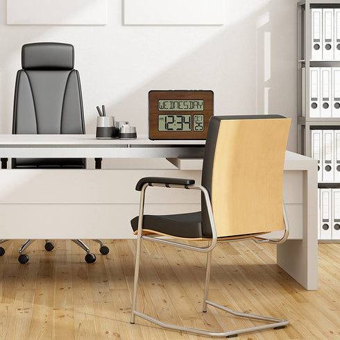 La Crosse Technology 513-1419BL-WA-INT Atomic Large Full Digital Calendar Clock, Pack of 1, Brown