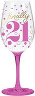 X&O Paper Goods QWGO-20897 21' 21st Acrylic Wine Glass, 12 oz, Finally 21 Birthday