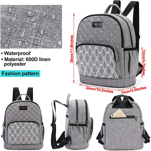 AmHoo Insulated Lunch Box Bag Reusable Cooler Backpack Double YKK Zippers Waterproof Multiple Pockets Quilted For Women Hiking Beach Picnic Trip,Purple