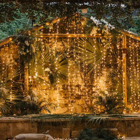 Twinkle Star 300 LED Window Curtain String Light Wedding Party Home Garden Bedroom Outdoor Indoor Wall Decorations, Warm White