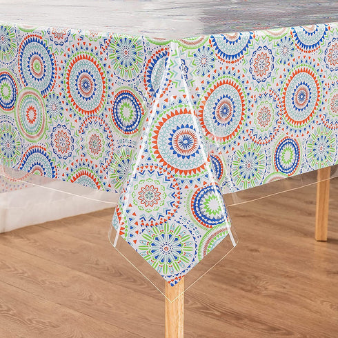 UMINEUX Clear Plastic Tablecloth Protector Heavy Duty Vinyl Table Cover 100% Waterproof Oil Proof Wipeable for Indoor Outdoor Dining Table Use(54x120 Inch, Rectangle)