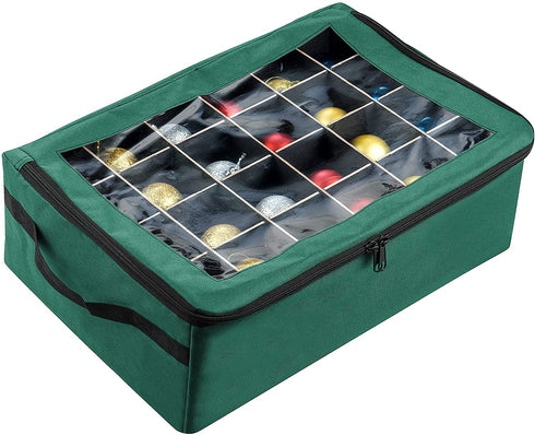 Tiny Tim Totes | Premium | 48 Christmas Ornament Organizer Storage Box | Green