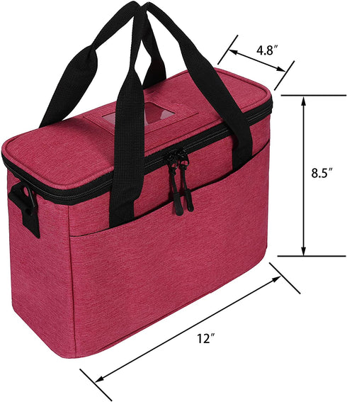 Insulated Drink Carrier Bag for Delivery, Reusable Coffee Cup Holder Caddy Bag with Handle, Tote Bag with Adjustable Dividers, Keep Beverage Hot or Cooler, Ideal for Grubhub Uber Eats Car Drivers (Red)