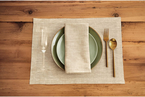 Solino Home Linen Dinner Napkins 20 x 20 Inch, Set of 4 Champagne Beige, Athena 100% Pure Linen Fabric, Handcrafted from European Flax