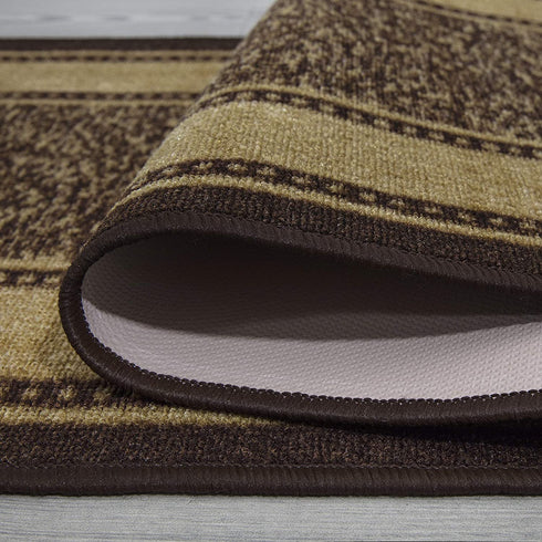 Ottomanson Contemporary Bordered Ottohome Rug, 20 in x 59 in, Chocolate Brown
