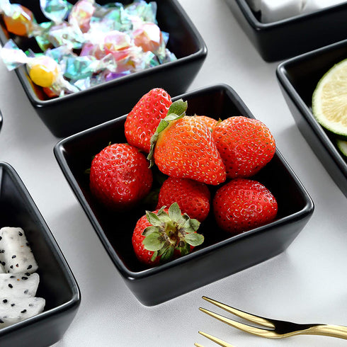 Bruntmor Ceramic Square Baking Ramekins for Souffl©, Cr¨me Brulee, Jams, Dipping Sauces, French Onion Soup Oven Safe, Appetizer Sauce Dipping Bowls, (4 Oz, Set of 6), Black