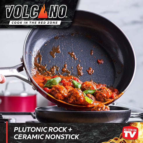 Red Volcano Textured Healthy Ceramic Nonstick Frying Pan/Skillet, 10"