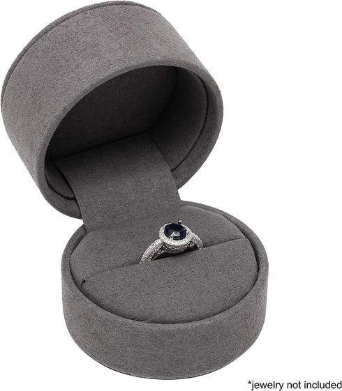 Noble Suede Ring Box with Outside Packer, Gift Card and Ribbon for Proposal, Jewelry Gift and Special Occasions