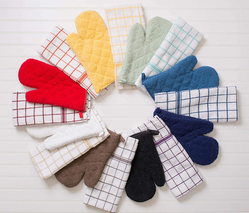 DII Basic Terry Collection Windowpane Dishcloth Set, 12x12, Eggplant, 6 Piece