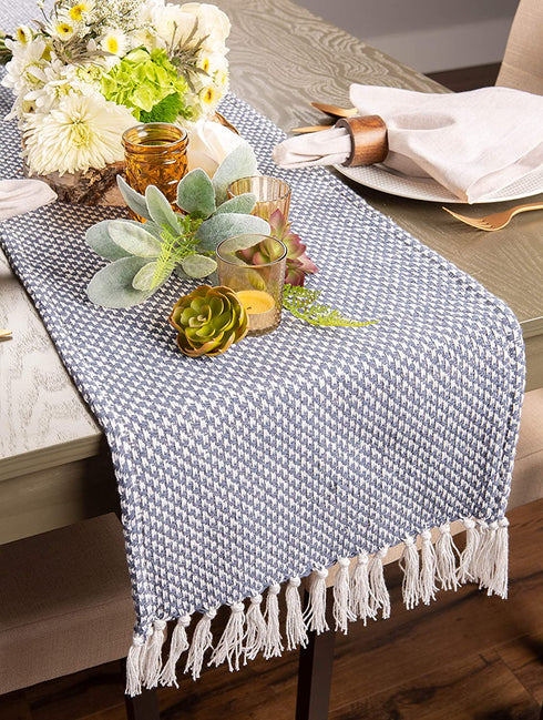 DII Woven Basics Collection 100% Cotton Knit Table Runner, 15x72, French Blue