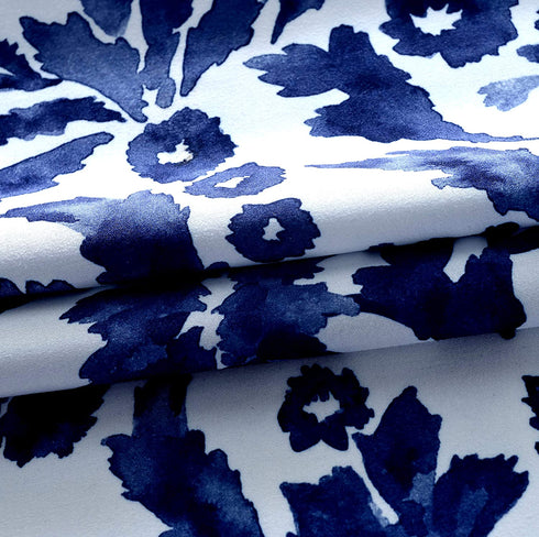 DriftAway Julia Watercolor Blooming Flower Floral Lined Thermal Insulated Window Curtain Valance Rod Pocket 52 Inch by 18 Inch Plus 2 Inch Header Navy 1 Pack