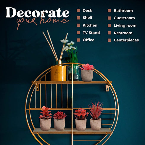 5 Small Fake Plants for Living Room Decor Realistic Mini Artificial Plants & Flowers, Potted Fake Plants Bedroom Aesthetic Bathroom Shelf or Indoor Home Office Desk Faux Succulent Plants Pot Bulk