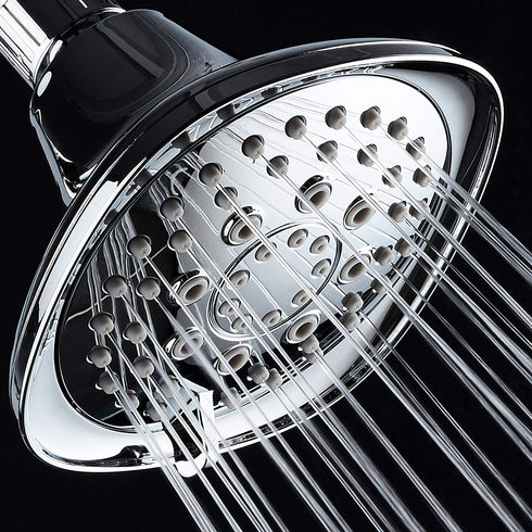 AquaDance, Chrome Hot Oval Square Style 6-setting High-Pressure Luxury Shower Head. Angle Adjustable, Solid Brass Connection Nut, Finish. Premium Quality Exclusive Showerhead from Top American