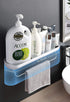 Shower Caddy Wall Mount with Towel Bar, Adhesive Bathroom Shelf Storage Organizer No Drilling Shower Shelf Kitchen Storage Basket Rack Shelves
