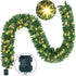 Joiedomi 9ft Christmas Garland Prelit with 100 LED Warm White String Lights, Battery Powered Holiday Decor for Winter Christmas