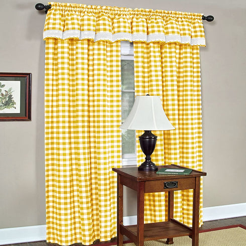 Achim Home Furnishings, Yellow & White Buffalo Check Window Curtain Valance, 58" x 14"