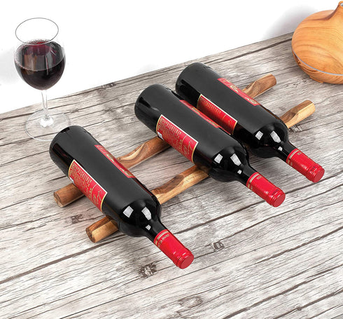 Ironwood Gourmet Compact Wooden Wine Rack Bottle Holder, 19" L x 1" W, Natural Acacia Wood