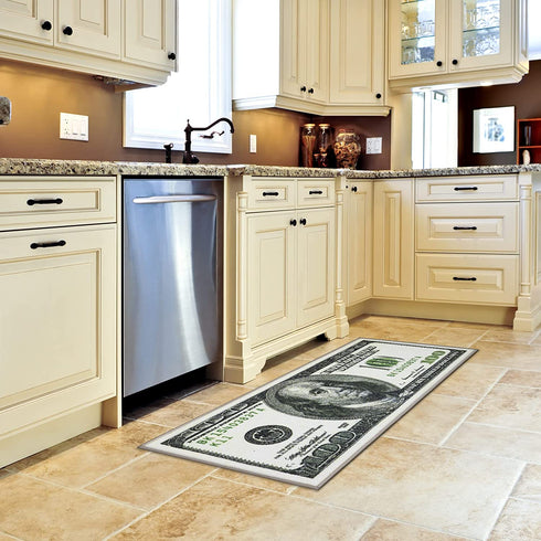 Ottomanson Siesta Collection $100 Bills Design Runner Rug, 22" x 53", Green Multicolor