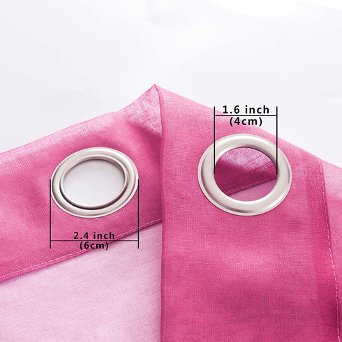 Purple and Pink Sheer Curtains for Girls Bedroom Decor 2 Panels Grommet Faux Linen Ombre Window Semi Sheer Curtains for Living Room Decoration All Year Girls Gift Wedding Party Backdrop 84 Inch Length