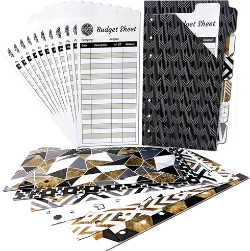 Vertical Tabbed Plastic Cash Envelopes for Budget Planner Wallet - Budget Envelopes, Budget Sheets for Cash Envelope System, Coupon Organizer, Financial Planner, Money Envelopes for Cash Budgeting