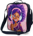 African American Black Girl Lunch Bag Insulated Lunch Box Tote for Kids Girls Toddler Teens Pink Reusable Canvas Lunch bags with Shoulder Strap