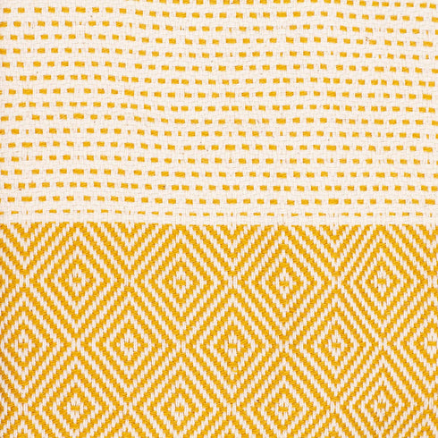 COCOTTON Boho Diamond Turkish Hand Towels Set of 2 | 100% Cotton 16 x 40 Inches | Decorative Bathroom Hand Hair Face Gym Yoga Dishcloth Tea Kitchen Light Weight Quick Dry Farmhouse Towel (Mustard)
