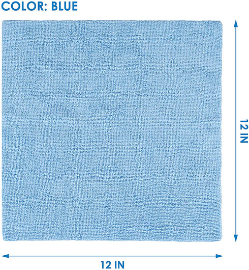 BUST-HOP Reusable Microfiber Wipes 12 by 12 Inches Cleaning Cloth Rags Softer Highly Absorbent Lint Free - Streak Free Wash Cloth for House Kitchen Car Window BLUE Pack of 50
