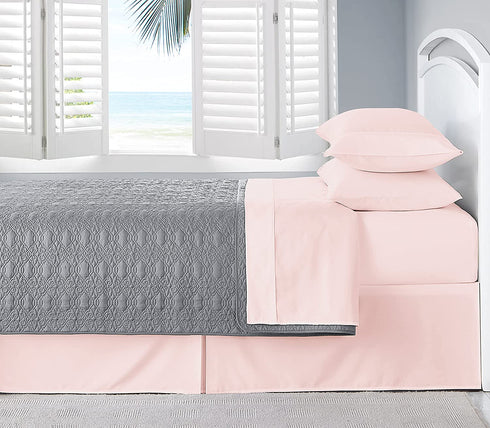 Cathay Home Home Essentials Ultra Soft Hypoallergenic Wrinkle Resistant Double Brushed Microfiber Sheet Set, Blush, Queen (108145-1800-BLH-Q)